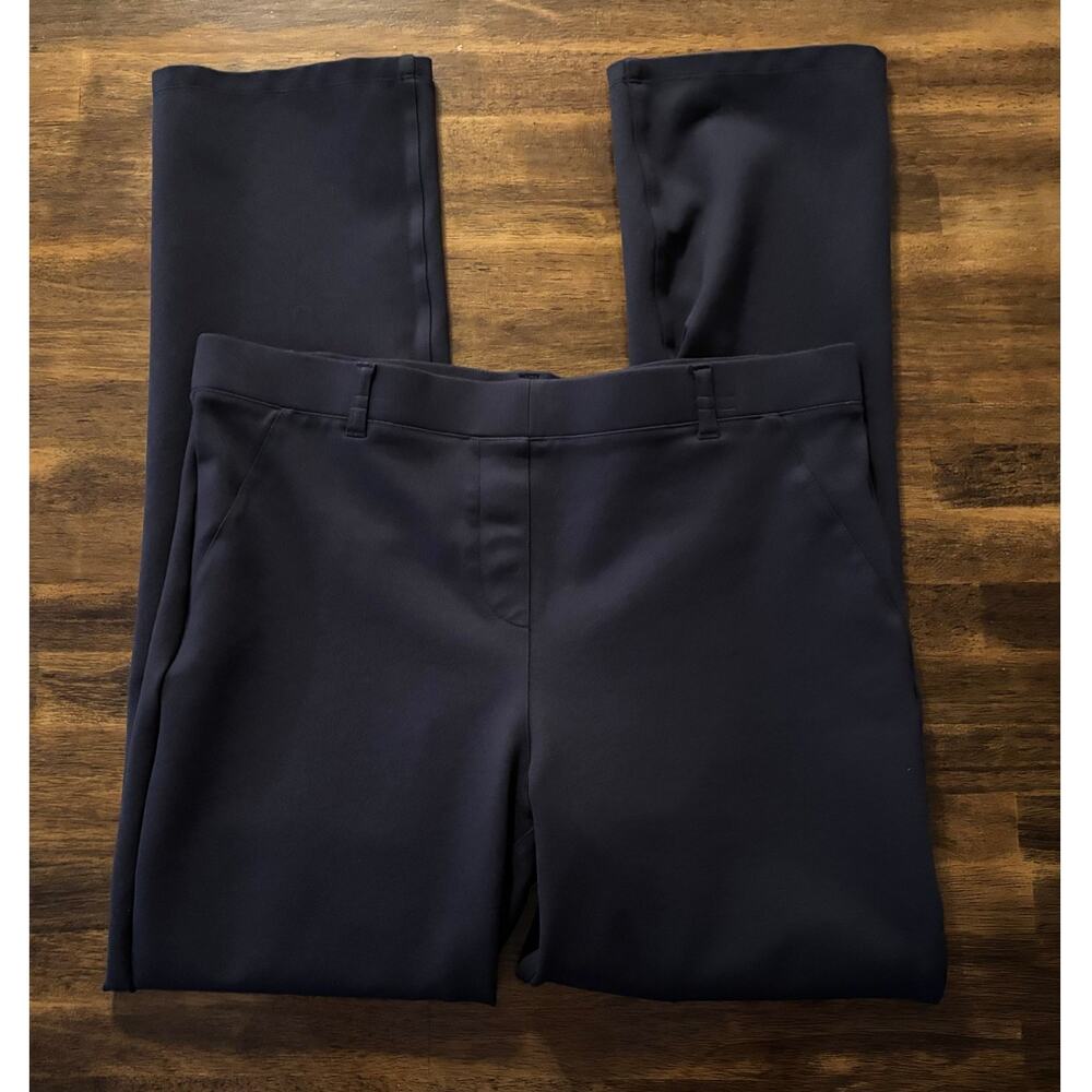 Quince Women’s Large Pants Ponte Straight Leg Ultra Stretch Pull On Navy Blue - Picture 4 of 15